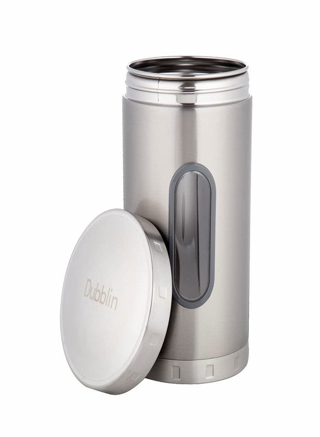 DUBBLIN Stainless Steel Storage jar container Fresher screw lid transparent visible window food safe steel Storage container 2400 ml, 1 Piece, Silver - Image 2